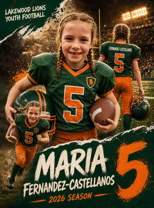 Sample personalized football poster in the stadium splash style